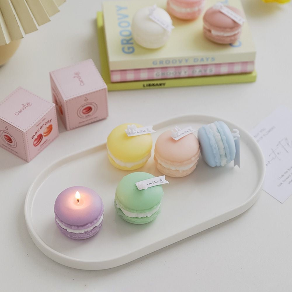 Pastel Macaron Candle - Hand-Poured Soy Wax, Multiple Scents, Perfect for Bedroom Decor, Birthday Gift for Dessert Lovers