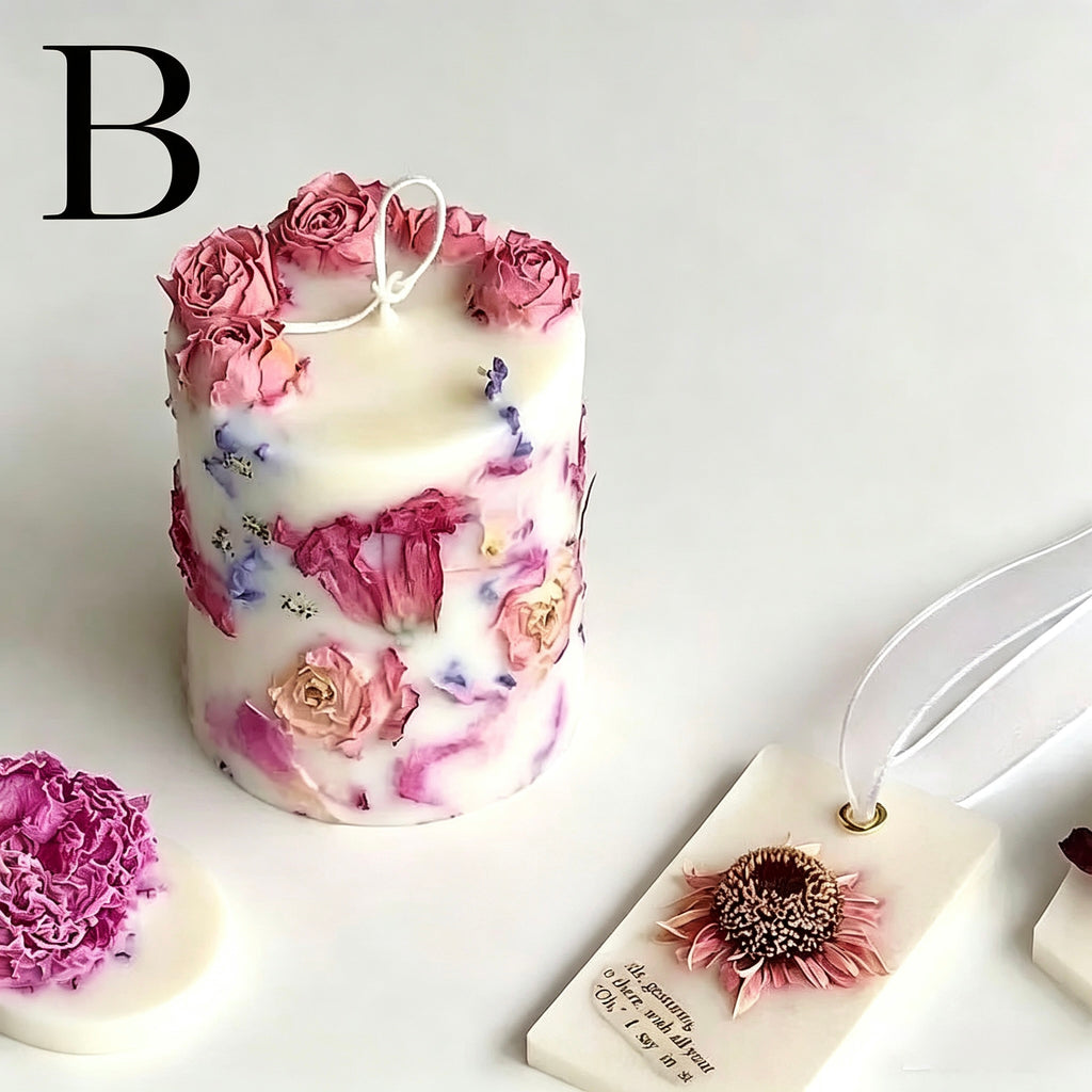 Botanical Dried Flower Candle, Fruity Fragrance Clean Burn Soy Wax