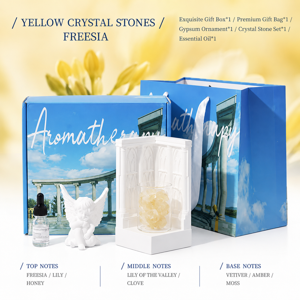City of Angels Crystal Aromatherapy Gift Set with 3 Modes LED Lamp  Unique Gift for Birthday, Anniversary, Valentine’s Day, Women & Her