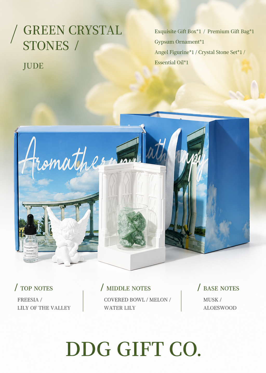 City of Angels Crystal Aromatherapy Gift Set with 3 Modes LED Lamp  Unique Gift for Birthday, Anniversary, Valentine’s Day, Women & Her