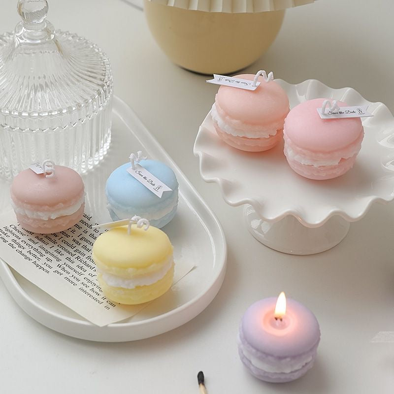 Pastel Macaron Candle - Hand-Poured Soy Wax, Multiple Scents, Perfect for Bedroom Decor, Birthday Gift for Dessert Lovers