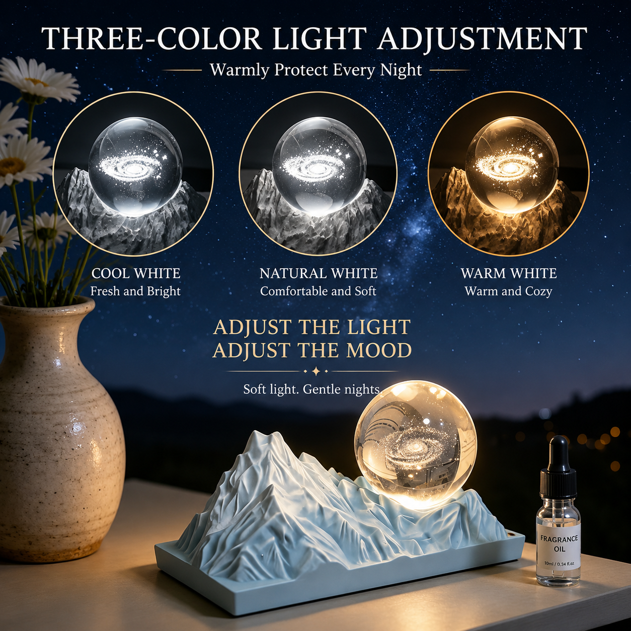 Snow Mountain Twin Peaks Crystal Ball Aromatherapy Ornament — Long-Lasting Fragrance Home Décor Gift Box