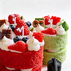 Strawberry Red Velvet & Matcha Mini Cake Scented Candles, Realistic Dessert Shaped Decorative Candles