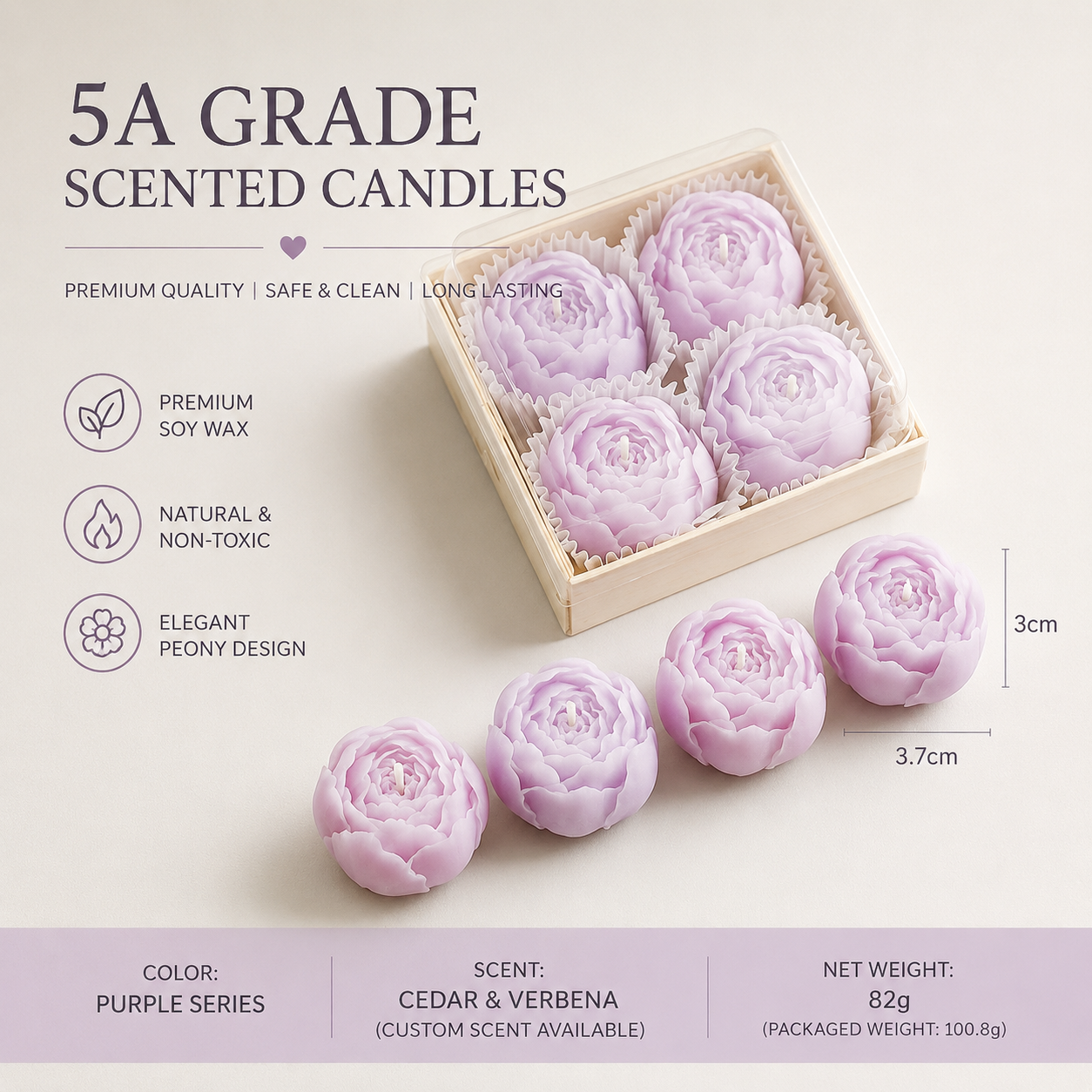 Peony Blossom Aromatherapy Candle | Luxury Scented Soy Wax Candle