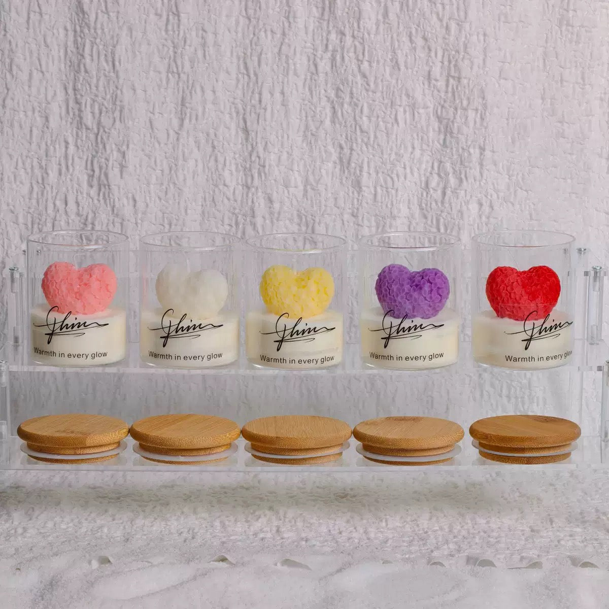 Valentine's Day Heart Rose Candle - Scented Soy Wax Candle in Glass Jar