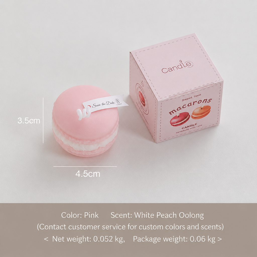 Pastel Macaron Candle - Hand-Poured Soy Wax, Multiple Scents, Perfect for Bedroom Decor, Birthday Gift for Dessert Lovers