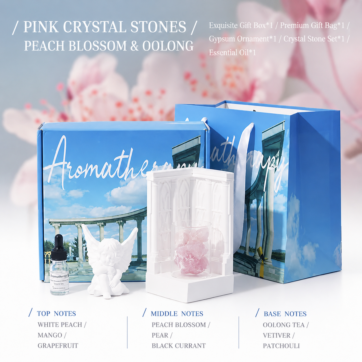 City of Angels Crystal Aromatherapy Gift Set with 3 Modes LED Lamp  Unique Gift for Birthday, Anniversary, Valentine’s Day, Women & Her