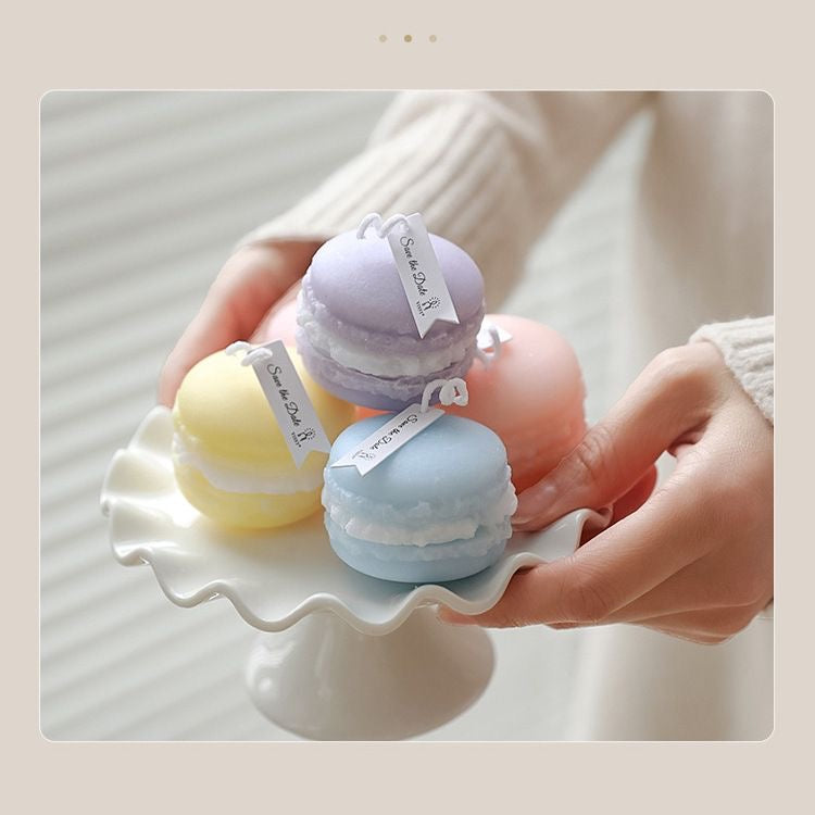 Pastel Macaron Candle - Hand-Poured Soy Wax, Multiple Scents, Perfect for Bedroom Decor, Birthday Gift for Dessert Lovers