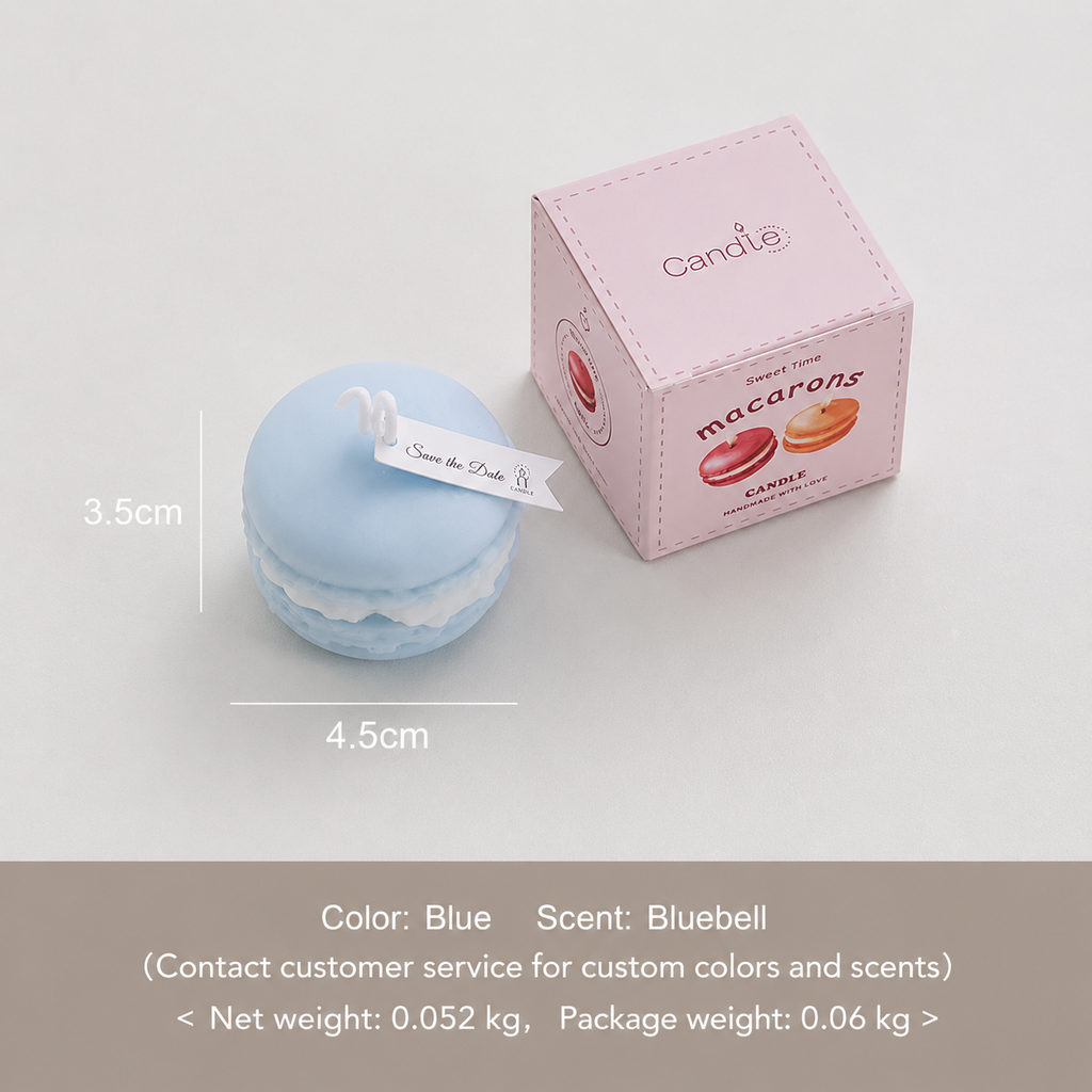 Pastel Macaron Candle - Hand-Poured Soy Wax, Multiple Scents, Perfect for Bedroom Decor, Birthday Gift for Dessert Lovers