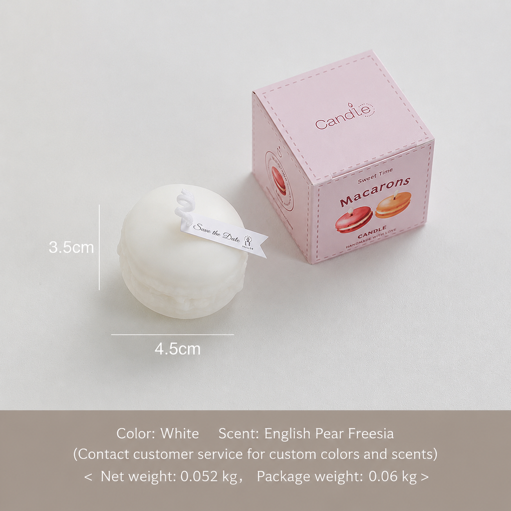 Pastel Macaron Candle - Hand-Poured Soy Wax, Multiple Scents, Perfect for Bedroom Decor, Birthday Gift for Dessert Lovers