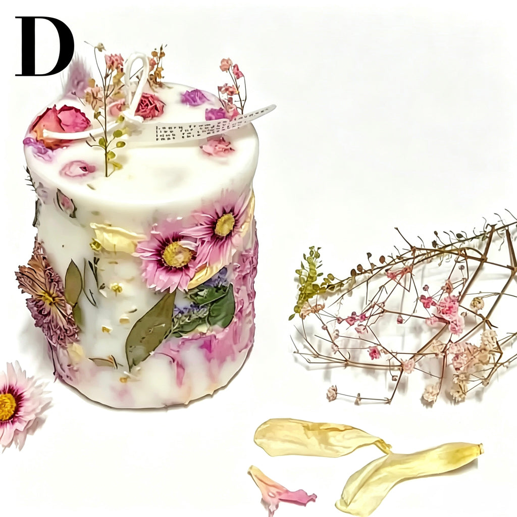 Botanical Dried Flower Candle, Fruity Fragrance Clean Burn Soy Wax